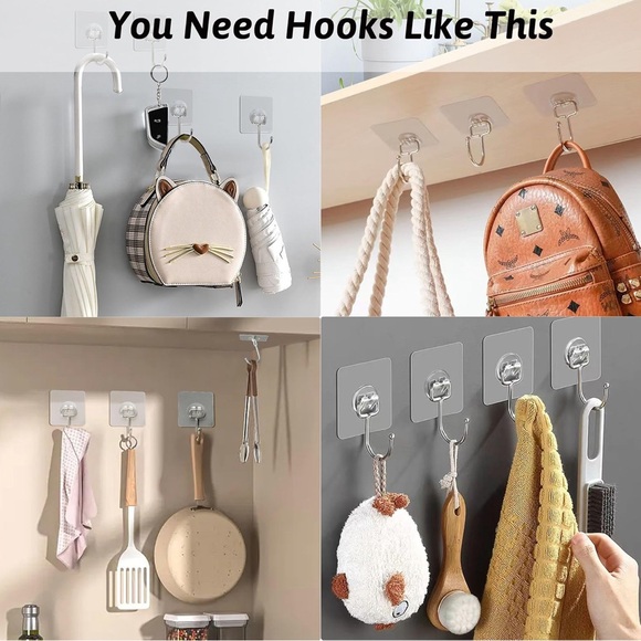 Large Adhesive Hooks, 15-Pack Hold 44lb(Max) Heavy Duty Sticky Hooks - Picture 5 of 7